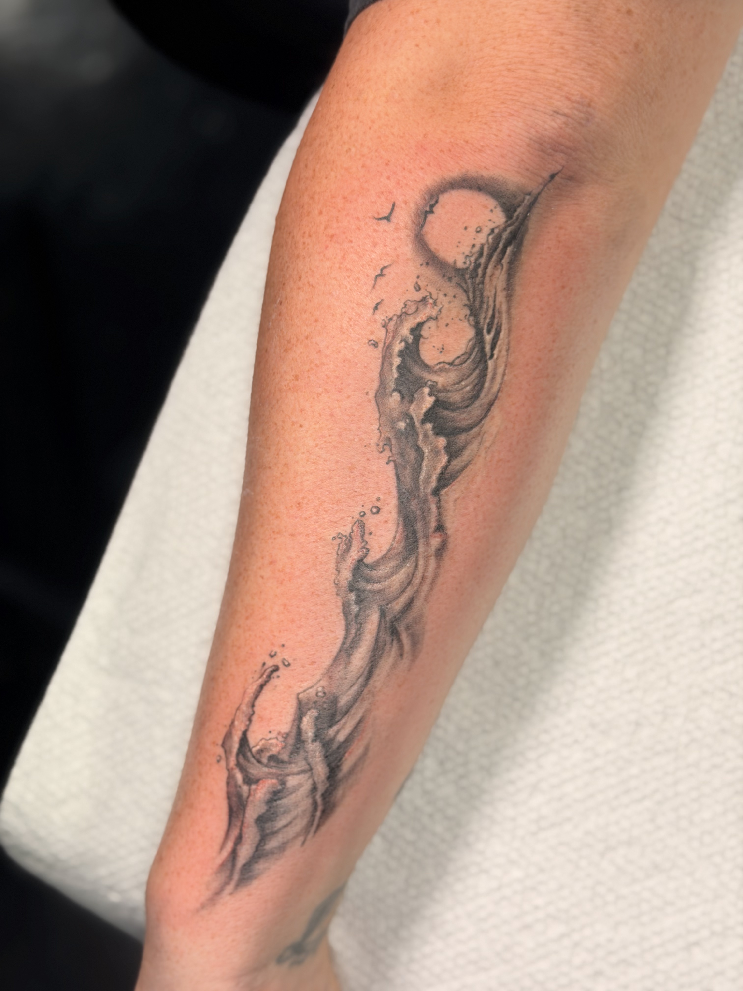 Large black and grey forearm sleeve