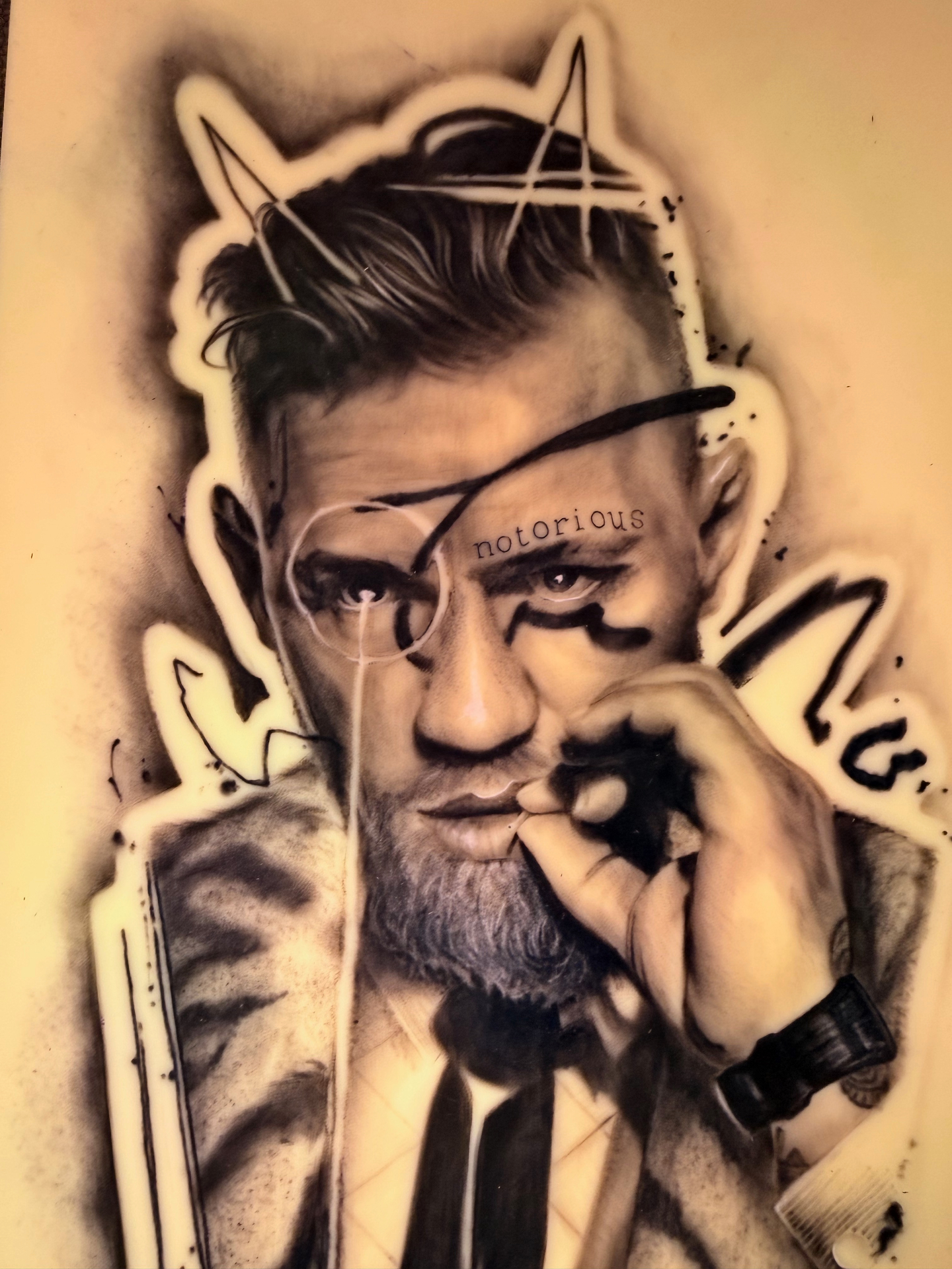 Black and grey Conor McGregor realism portrait tattoo