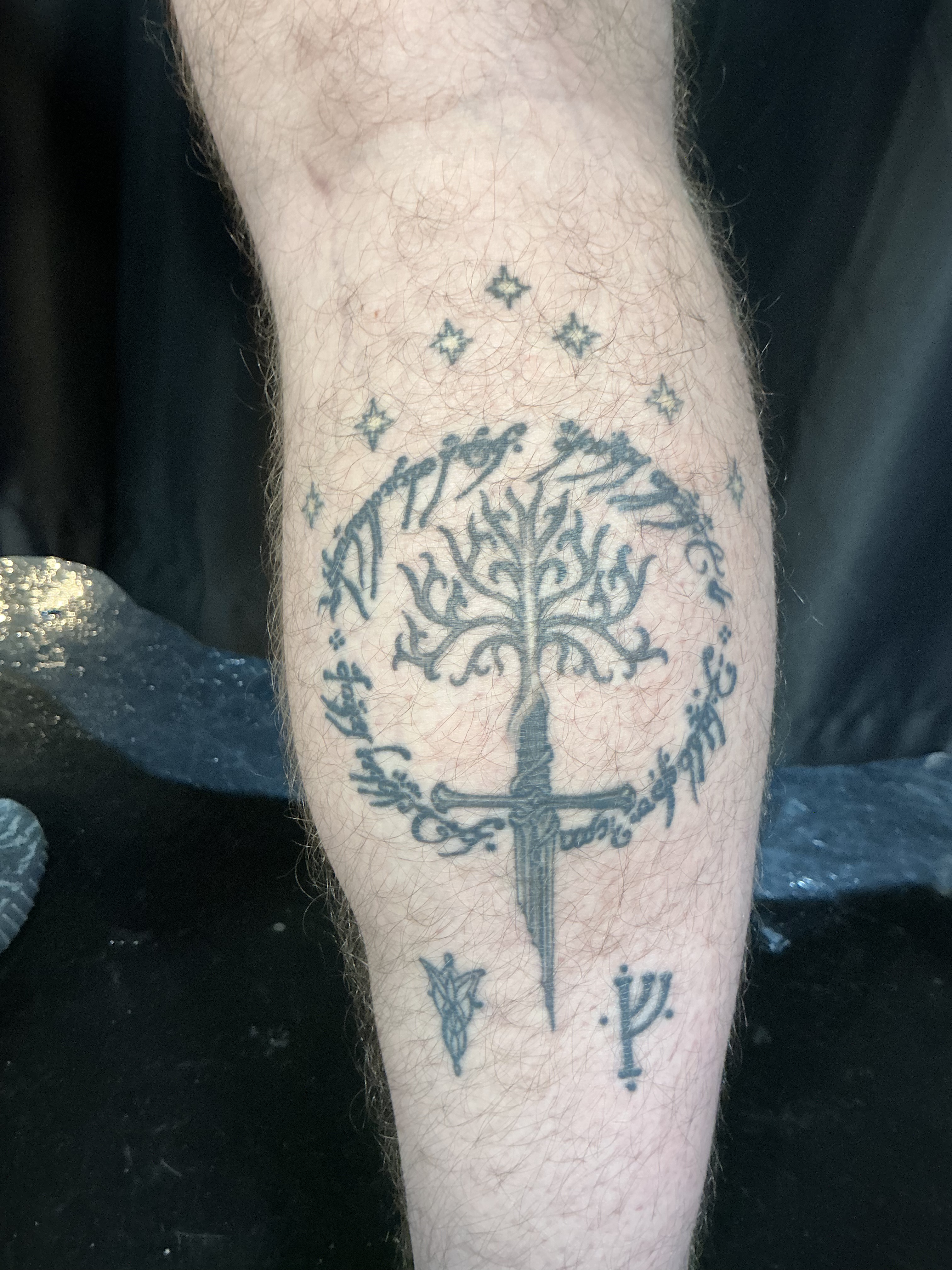 Ornamental fine line forearm tattoo